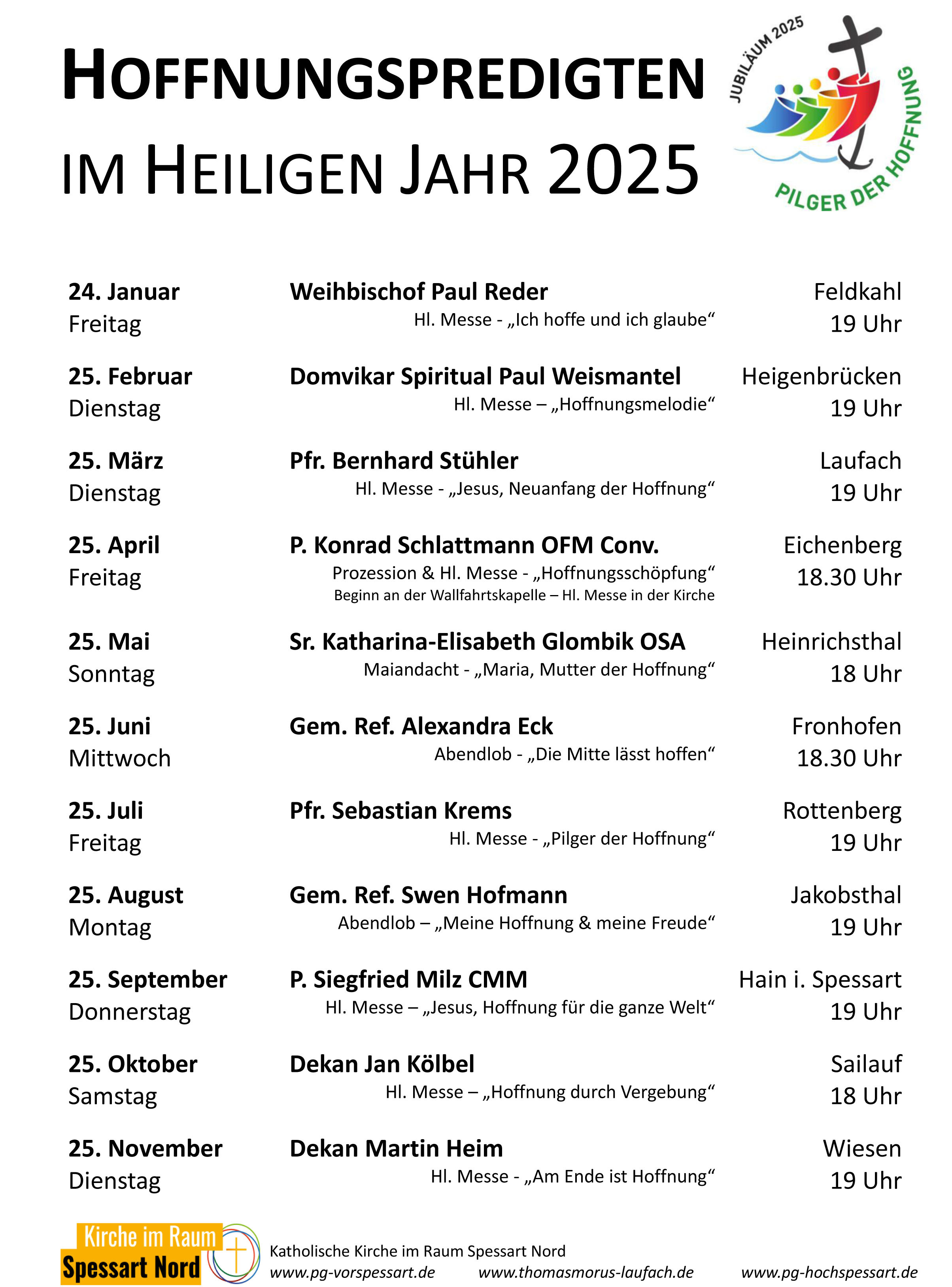 Plakat Hoffnungspredigten 2025